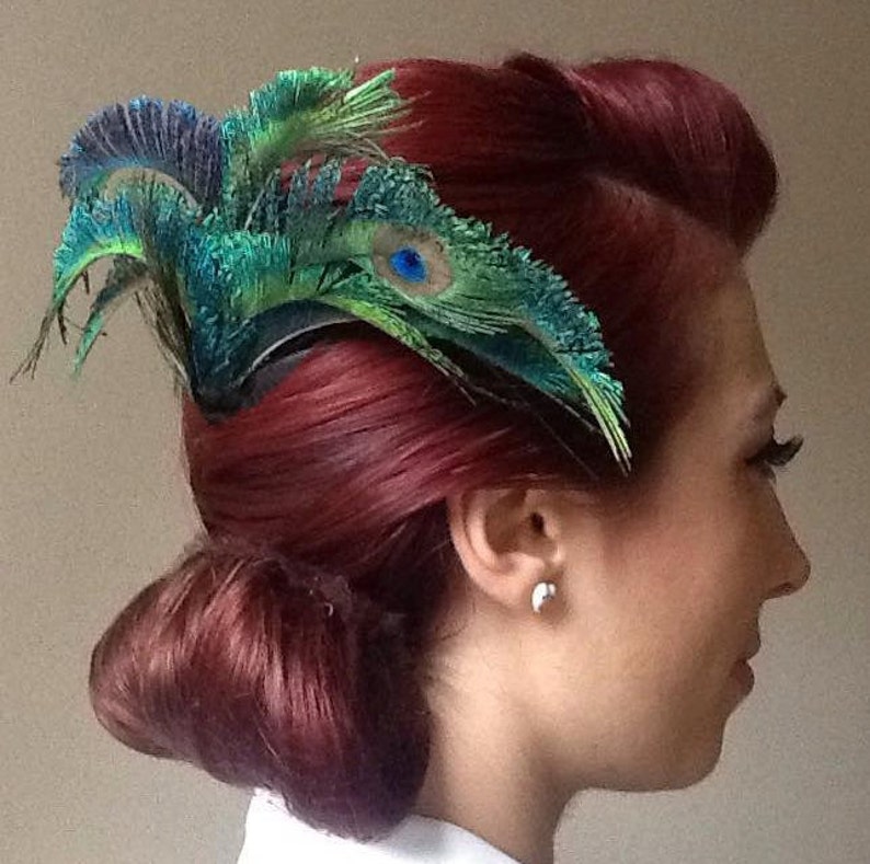 peacock eye wedding hair accessory bridal hair comb peacock feather cocktail fascinator Elegant peacock feather decorative hair comb