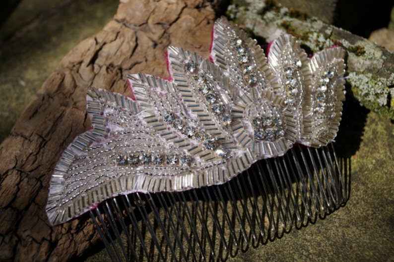 Handmade angel wing crystal hair comb; Gatsby hair accessory sparkling bridal; vintage insired haircomb; crystal hairpiece; crystal comb
