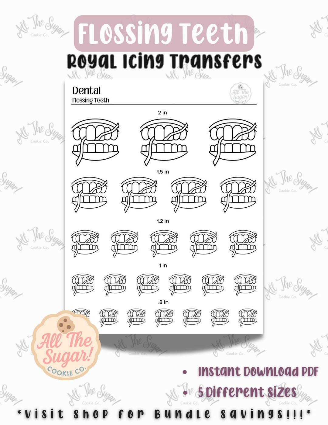 Dental Flossing Teeth Royal Icing Transfers - Etsy