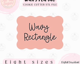 Wavy Rectangle Plaque Cookie Cutter STL File