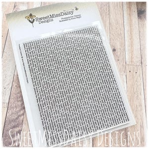 May include: Clear photopolymer stamp set by Sweet Miss Daisy Designs, illustrated by Anna Wight. The stamp set is in a clear plastic sleeve. The text on the stamp set is a story about a garden and sunflowers.