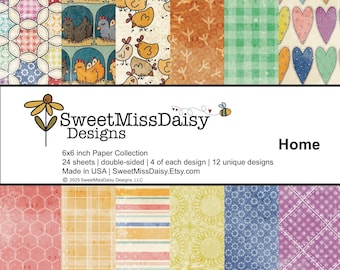 Home 6x6 Paper Collection, 24 Double-sided Sheets, 12 Unique Designs, 80lb Cardstock