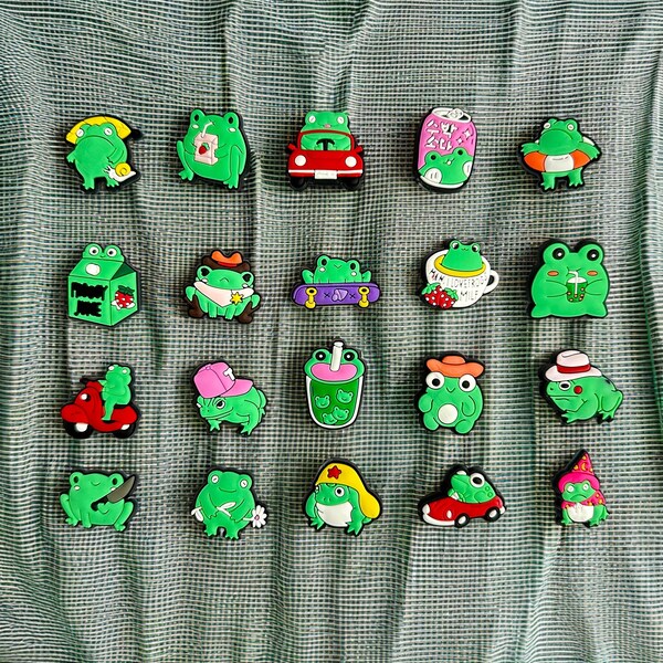 Frog Croc Charms | Cute Frogs & Toads Jibbitz | Frog with a Knife Shoe Clips