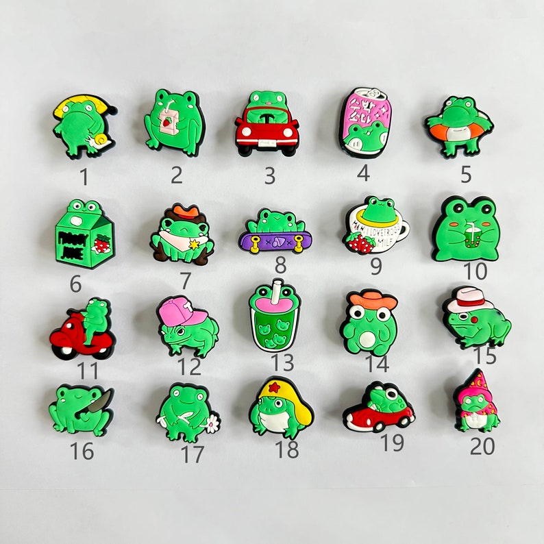 Frog Croc Charms Cute Frogs & Toads Jibbitz Frog with a Knife Shoe Clips zdjęcie 3