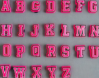 Pink Letters Shoe Charms , Number croc Charms , Alphabet Shoe Charm , Letter Croc Charms For Girl