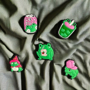 Frog Croc Charms Cute Frogs & Toads Jibbitz Frog with a Knife Shoe Clips zdjęcie 2