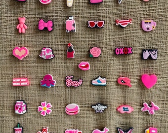 Pink Croc Charms Clog Girly Charm Cute Shoe Pin Badge Pink Charm Bag Drink Heart Flower Whale Octopus Bear Shoe Clips