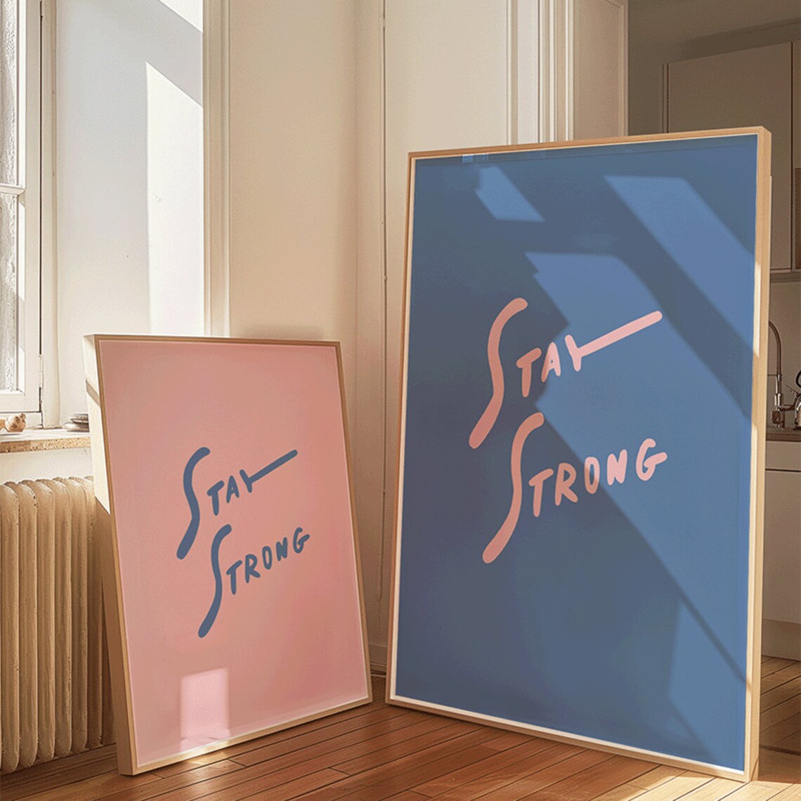 Stay Strong Hand Lettering Art Blue and Pink Digital Print Printable ...