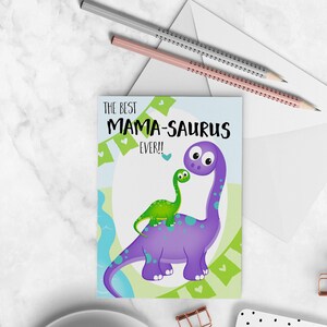 Personalized Mother&#39;s Day Card, Dinosaur Mother&#39;s Day, Happy Mother&#39;s Day Template, Personalized Gift for Mom