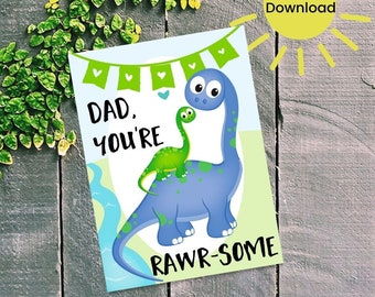 Adorable Father's Day Template, Dinosaur Father's Day Card, Father's Day Printable