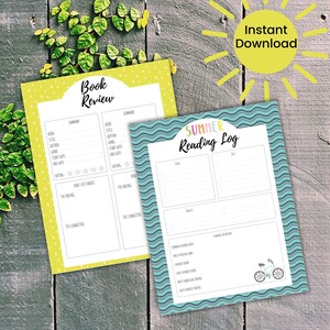 Summer Reading Challenge for kids, Cute Summer Reading Goal, Summer Reading Log, Book Review for Kids