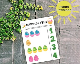 Easter Egg Number Match, Preschool Easter Math Game