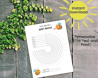 Monthly Habit Tracker, Habit Tracking Printable, Habit Tracker Bullet Journal, Goal Planner Personalize it!