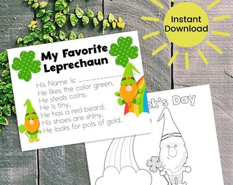 Leprechaun Word Tracer, St. Patrick's Day Printable, Leprechaun Coloring Page, Instant Download