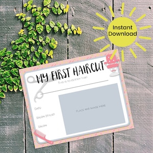 Editable First Haircut Certificate for Girls, Hair Salon Certificate, First Hair Cut Certificate