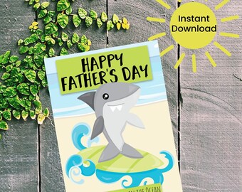 Adorable Shark Card, Shark Father's Day Card, Father's Day Template