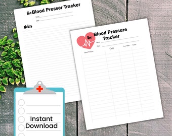 Blood Pressure Tracker Printable PDF, Blood Pressure Log, Medication Tracker, Blood Pressure Printable, Blood Pressure Planner Page