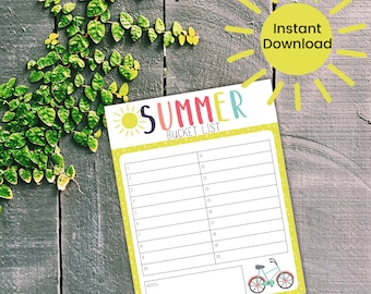 Summer Bucket List Printable, Summer To Do List