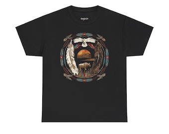 Majestic Eagle and Feathers Tribal Design T-Shirt