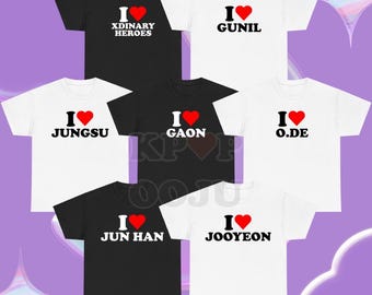 I heart xdinary heroes member version unisex kpop t-shirt love meme concert custom villains fan gift
