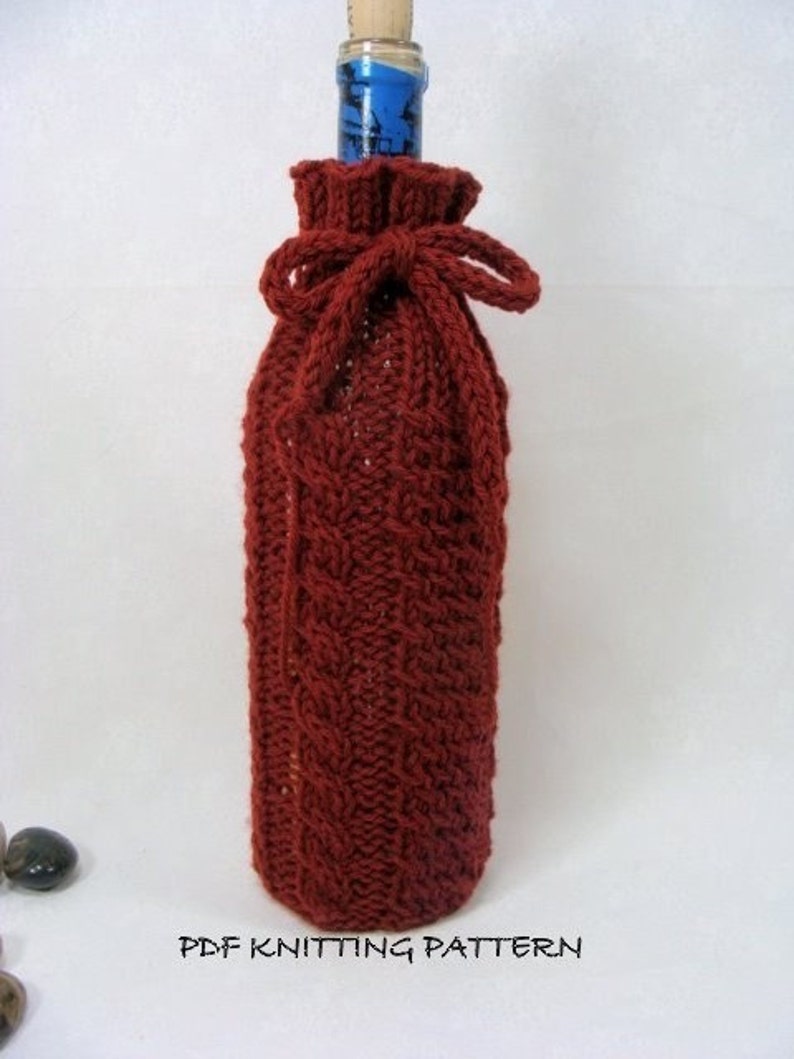 Knit Wine Bottle Cozy PDF Knitting Pattern Etsy