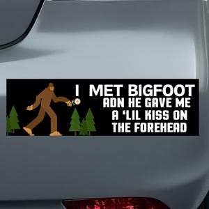 Bigfoot Kiss Bumper Sticker – Cute Cryptid Car Decal – Quirky Forest Creature Gift