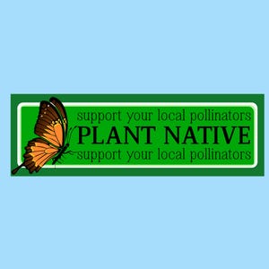 Plant Native Species Bumper Sticker: Weatherproof Vinyl Decal for Pollinator Gardens