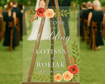 Personalized Wedding Welcome Sign – Custom Acrylic Entrance Sign with Names & Date, Elegant Wedding Decoration, Reception Entrance Board