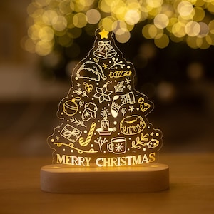 Christmas Tree Night Lamp, Custom Merry Christmas Night Light, Christmas Kids Room Decor, Xmas Gift For Kids, Christmas Decoration