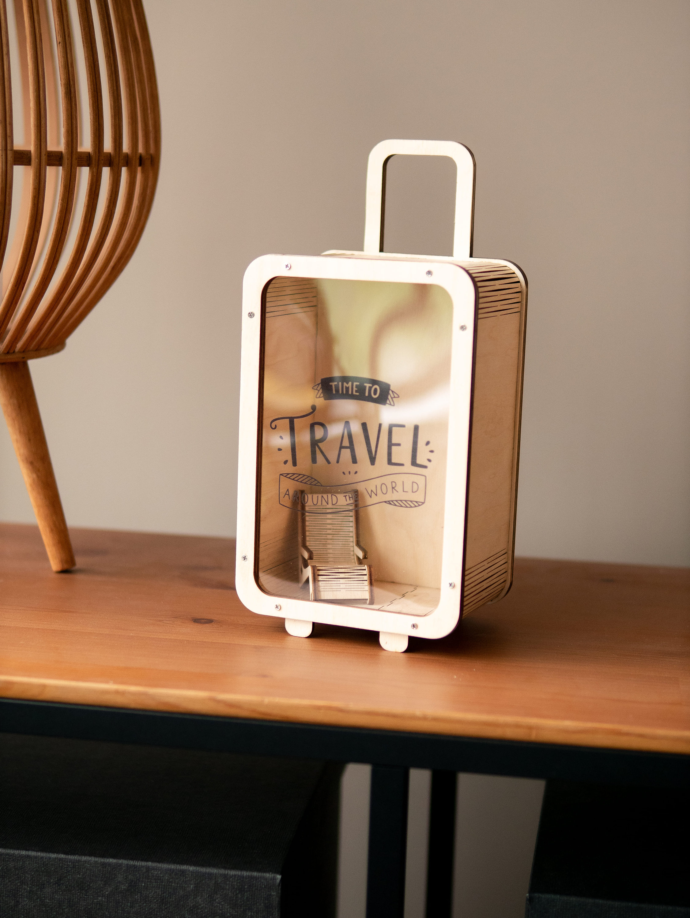 Box Savings Bank, Adventure Fund, Wooden Piggy Bank, Money Box, Vacation Fund, Travel Savings, Adult Bank, Table Decoration