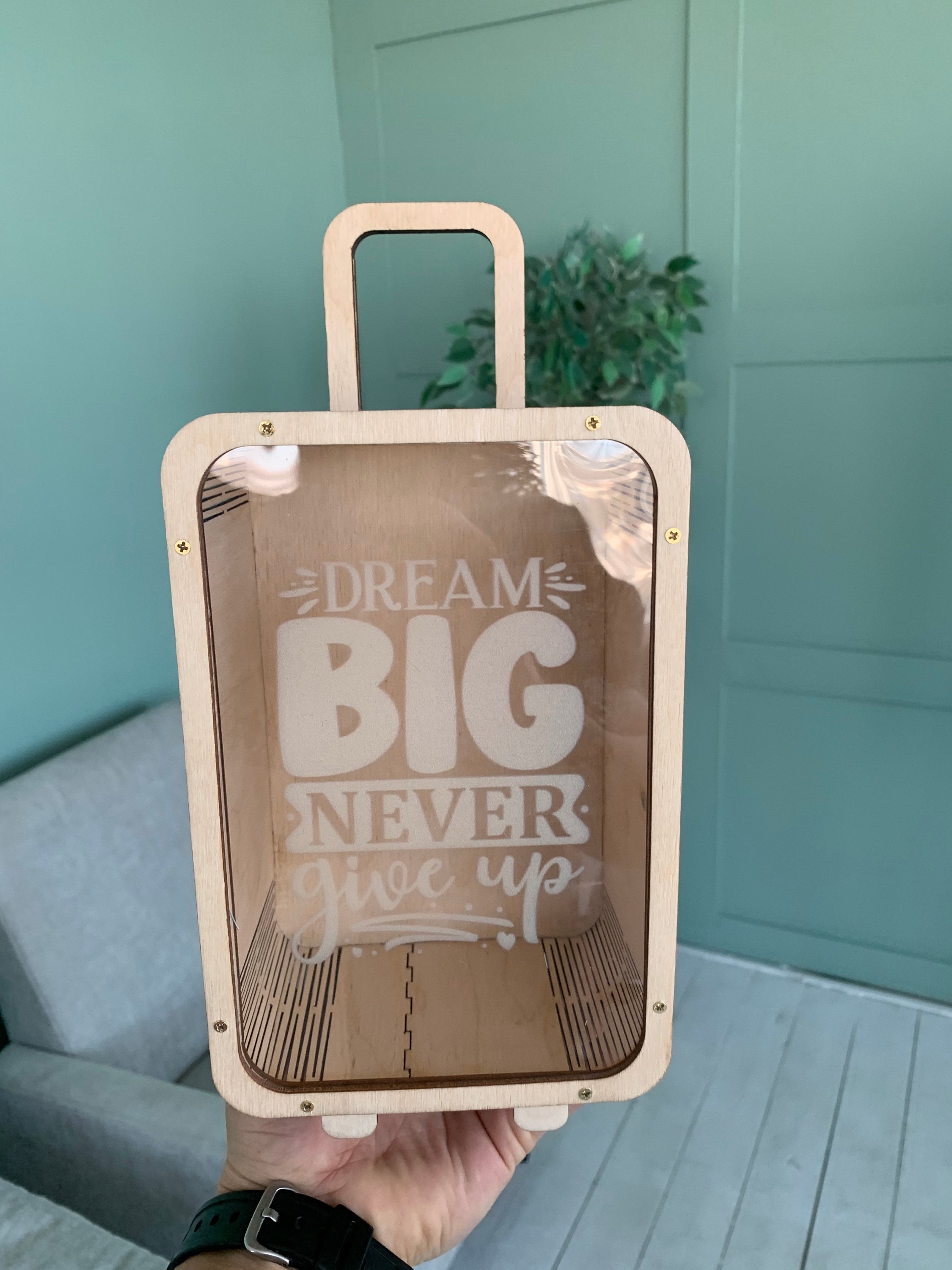 Box Savings Bank, Adventure Fund, Wooden Piggy Bank, Money Box, Vacation Fund, Travel Savings, Adult Bank, Table Decoration