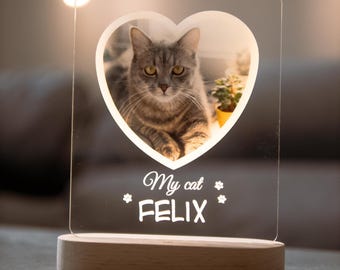 Personalized Photo Pet Memorial Night Lamp, Pet Remembrance Lamp, Pet Loss Sympathy, Bereavement Gift, In Loving Memory Dog/ Cat Night Light