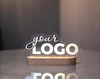 Custom Logo Light Lamp, Corporate Gifts, Wood Business Logo Night Light, Custom Logo Sign, Logo LED Light, Business Brand Logo Light Mockup