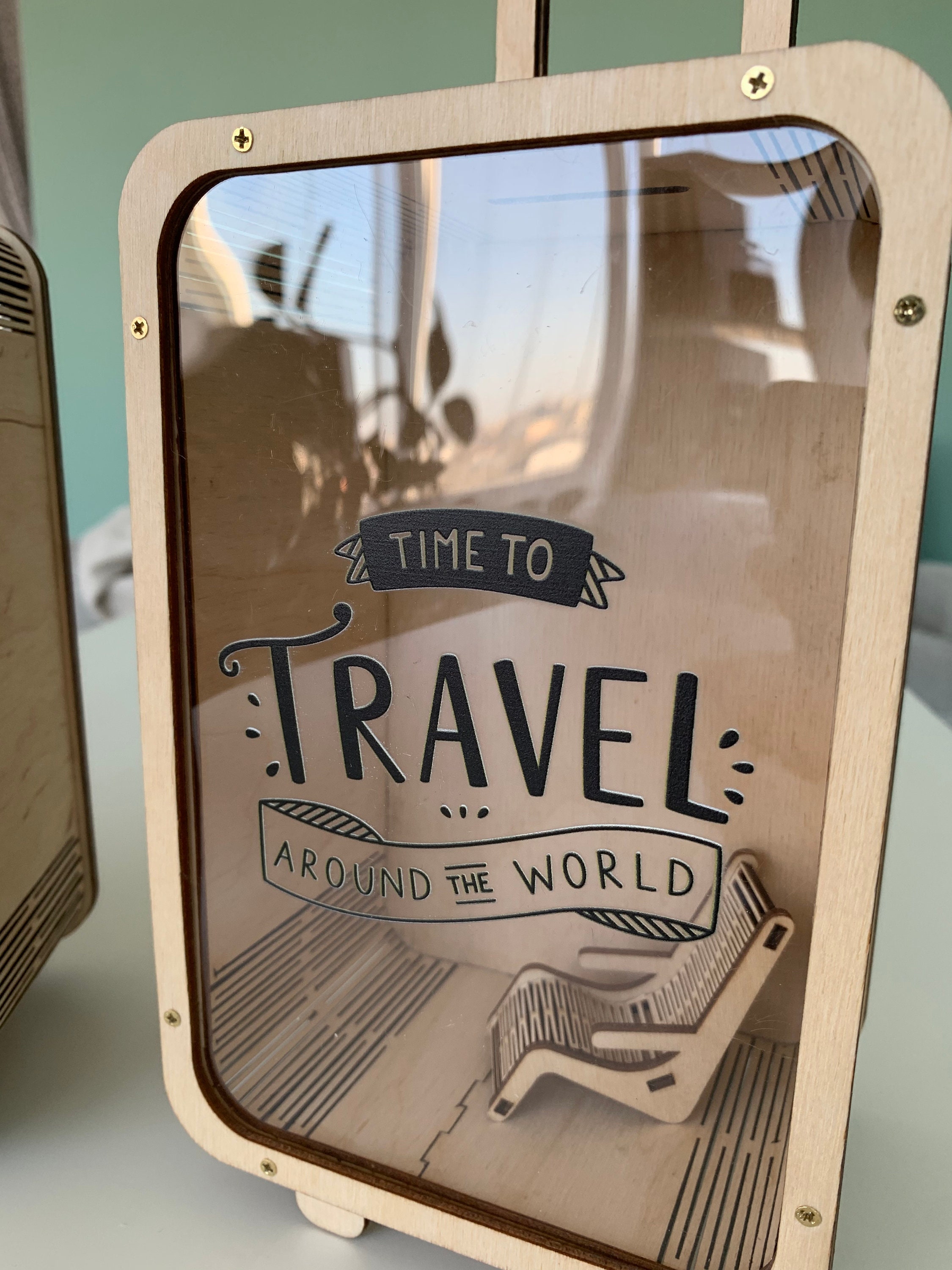 Box Savings Bank, Adventure Fund, Wooden Piggy Bank, Money Box, Vacation Fund, Travel Savings, Adult Bank, Table Decoration