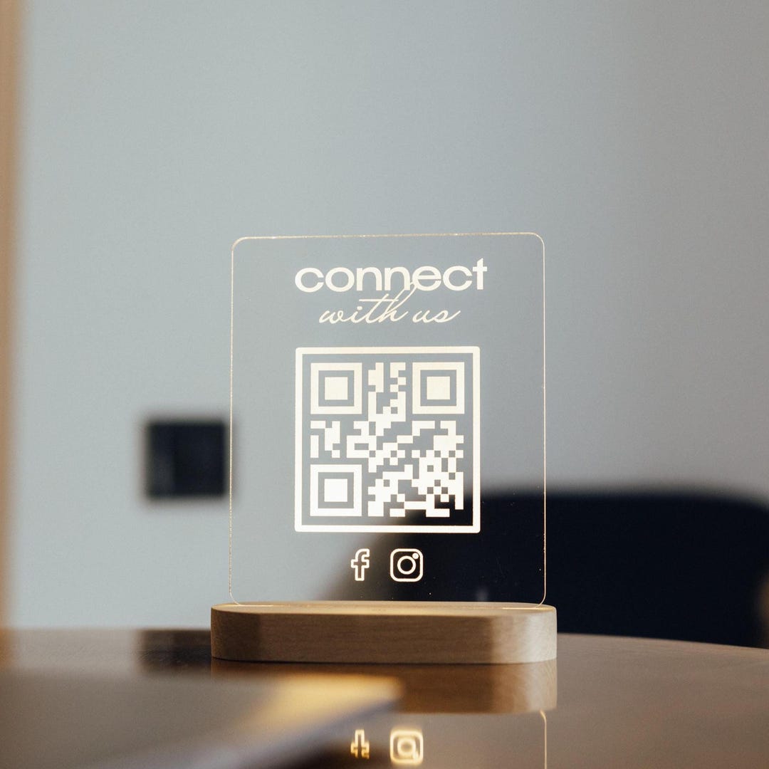 Custom Acrylic QR Code Night Light – Personalized LED Sign for Business ...