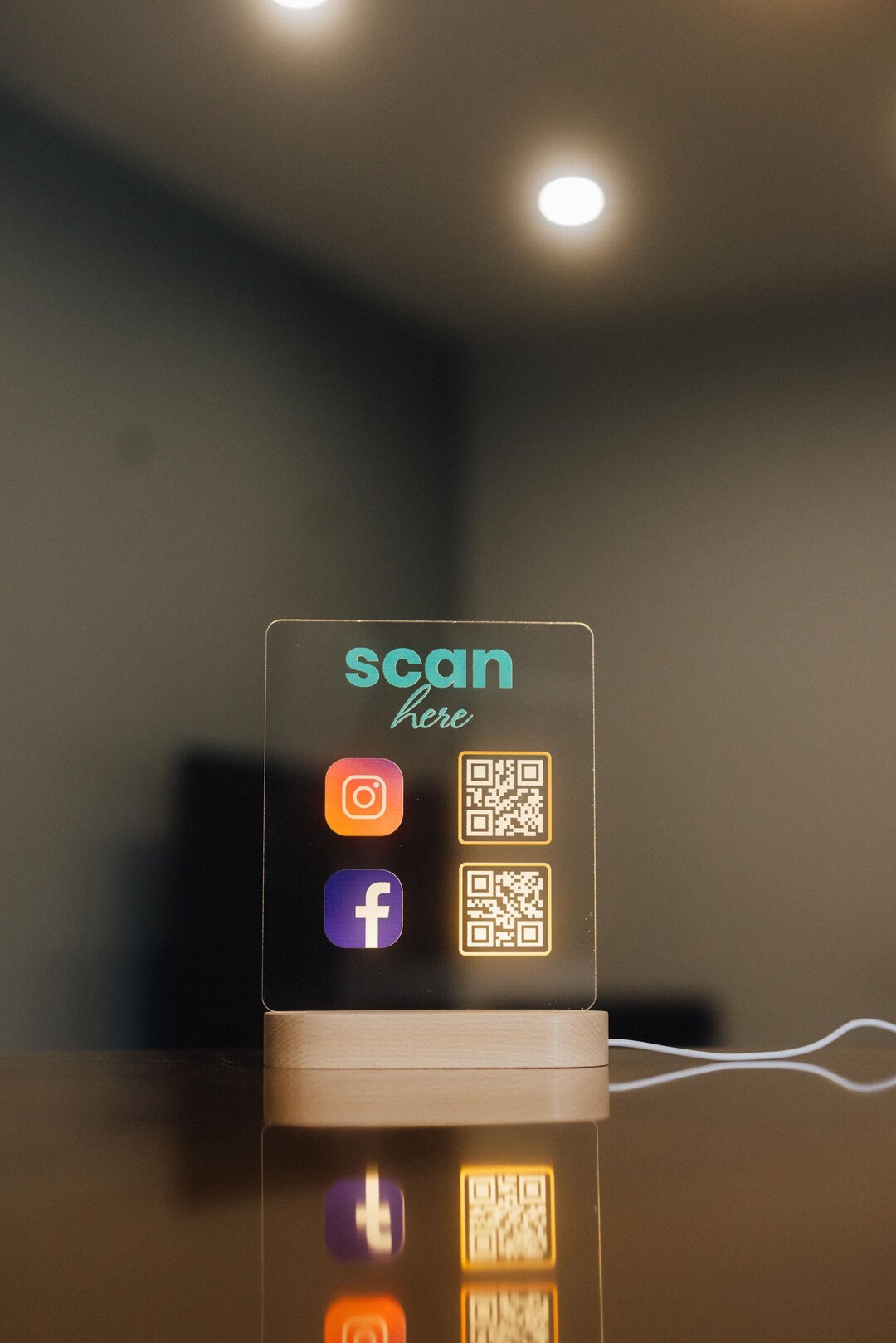 Light Build Qr Code Night Light QR Code Business Instagram Facebook, Display Plaque, Custom ...