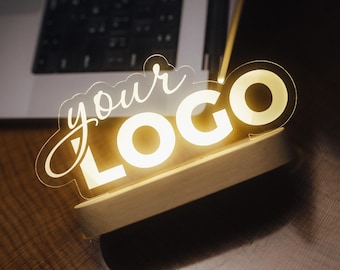 Custom Logo Light Lamp, Corporate Gifts, Wood Business Logo Night Light, Custom Logo Sign, Logo LED Light, Business Brand Logo Table Light