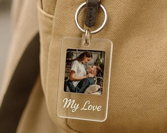 Family Photo Keychain, Personalized Gift Keychain with Message, Personalized Wedding Picture Keychain, Anniversary Keychain