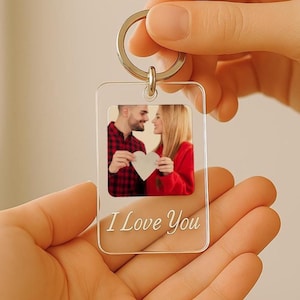 Custom Photo Keychain, Personalized Photo Keychain, Picture Keychain, Gift for Her, Wedding Gift, Anniversary Gift, Gift for Him