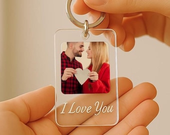 Custom Photo Keychain, Personalized Photo Keychain, Picture Keychain, Gift for Her, Wedding Gift, Anniversary Gift, Gift for Him