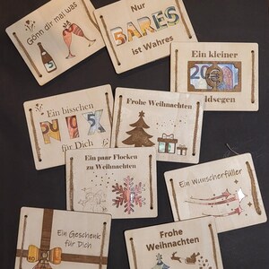 Holzkarte für Geldgeschenke zu Weihnachten, Geburtstag, Taufe, Hochzeit, Konfirmation, Neujahr, Ostern | Geschenkidee