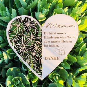 Wooden heart with floral pattern and saying - gift for mom - Mother&#39;s Day | Christmas | Birthday