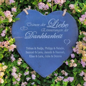 Personalized slate heart with a beautiful saying – Personalized keepsake | Grave decoration | All Saints Day | Mourning | Cemetery | Funeral