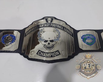 Custom Fantasy Football Championship Belt with Silver (4mm thick Zinc) Plates