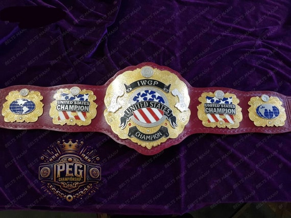 IWGP United States Championship Belt (Genuine Leather, Stacked Brass)