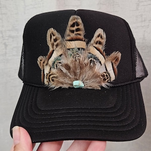 Black Feather Trucker Hat - Etsy display picture 1
