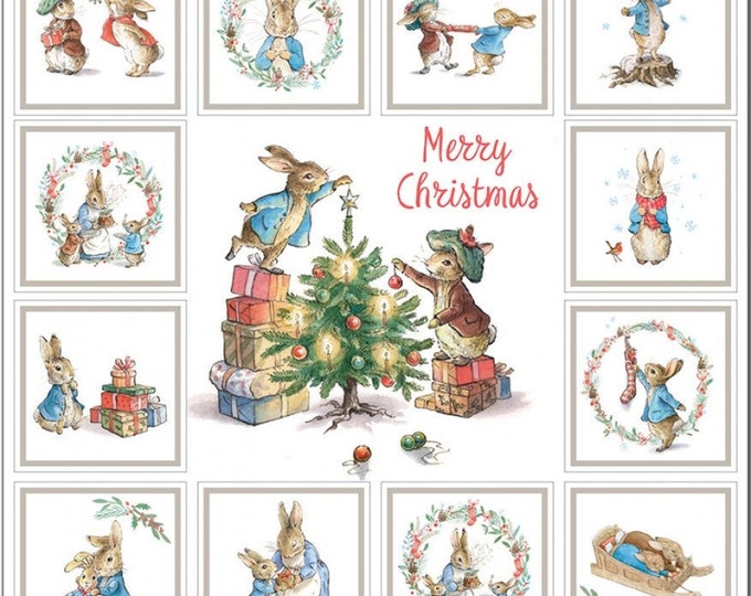 Christmas, Clothworks Fabric, Peter Rabbit Fabric Panel, Beatrix Potter