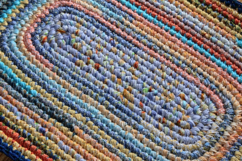 Hand Crocheted Oval Rag Rug Etsy