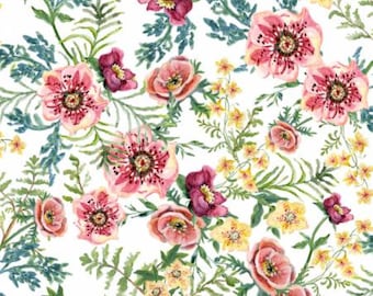 Botanical Print Fabric, Valance Fabric, Allover Fabric, 3 Wishes Fabric