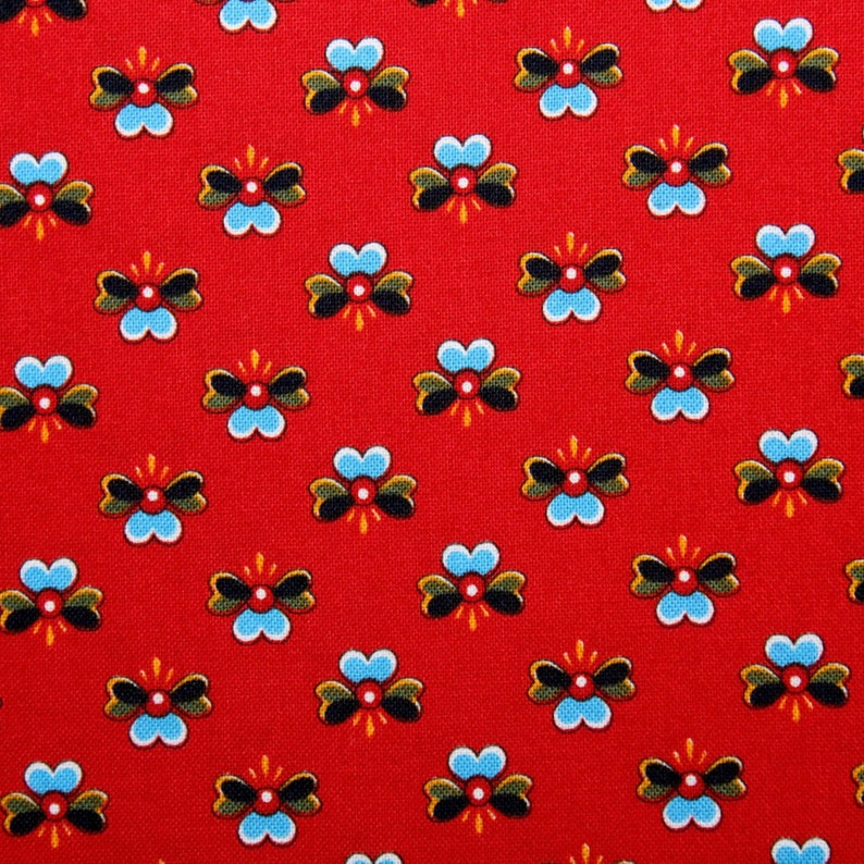 Floral Cotton Fabric With White Flowers on Red Small Print Etsy